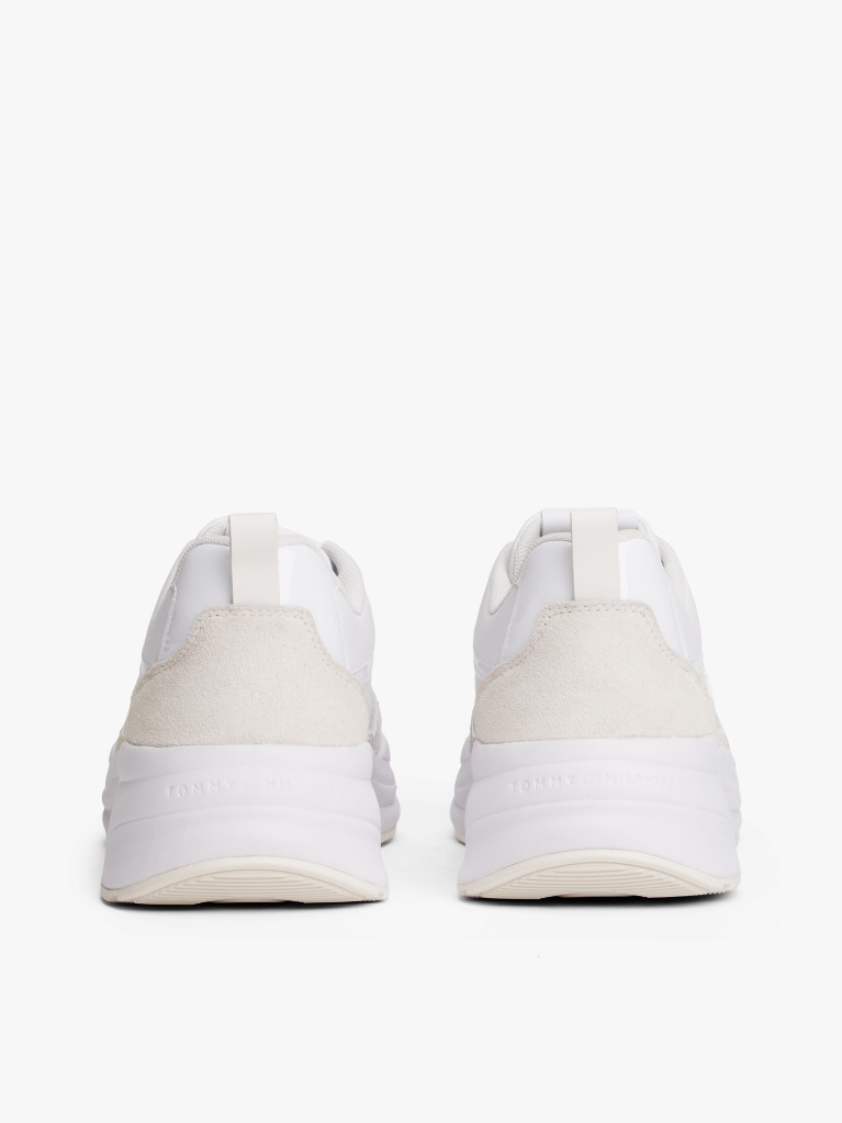 White Leather Patent Chunky Trainers  Women