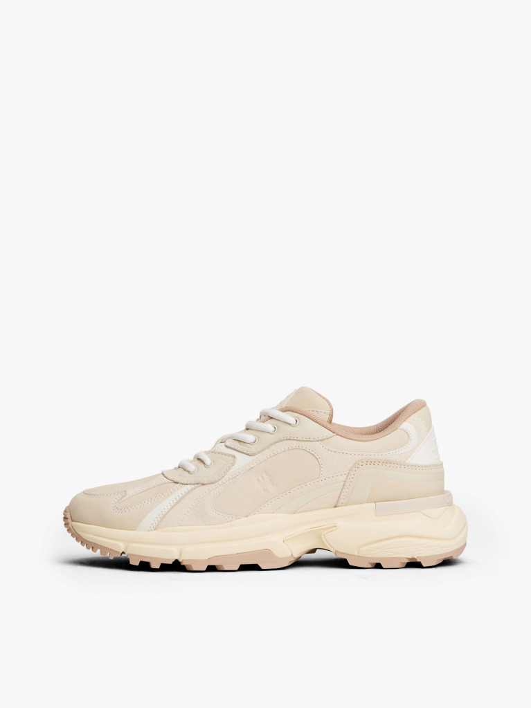 Bej Sneakers Din Piele Cu Talpa Cleat Si Monograma TH  Femei