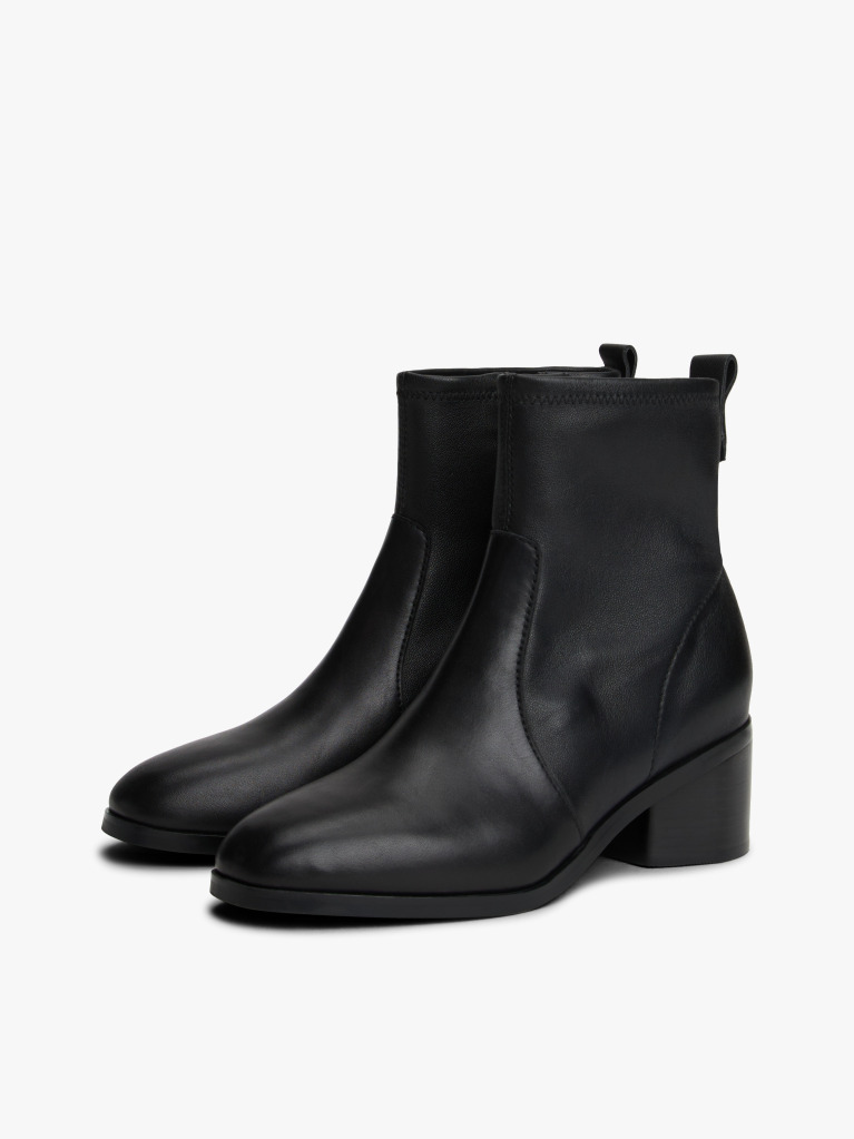 Black Leather TH Monogram Plaque Ankle Boots  Women