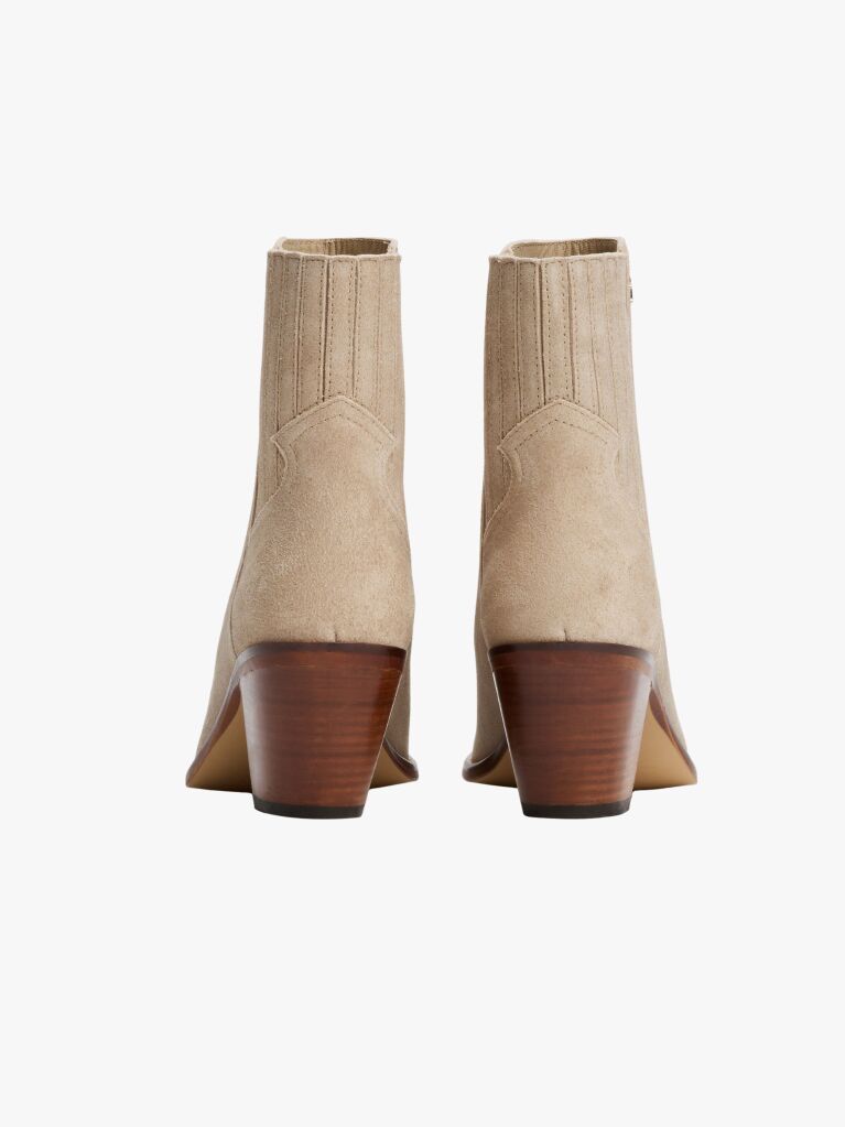 Beige Western Mid Heel Suede Chelsea  Women
