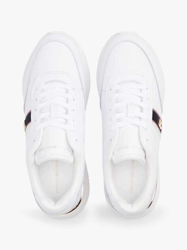 White Leather TH Monogram Plaque Trainers  Women
