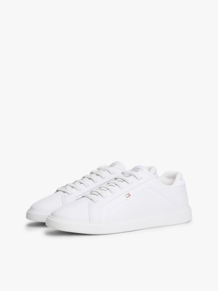 White Lightweight Leather Cupsole Court Trainers  Women