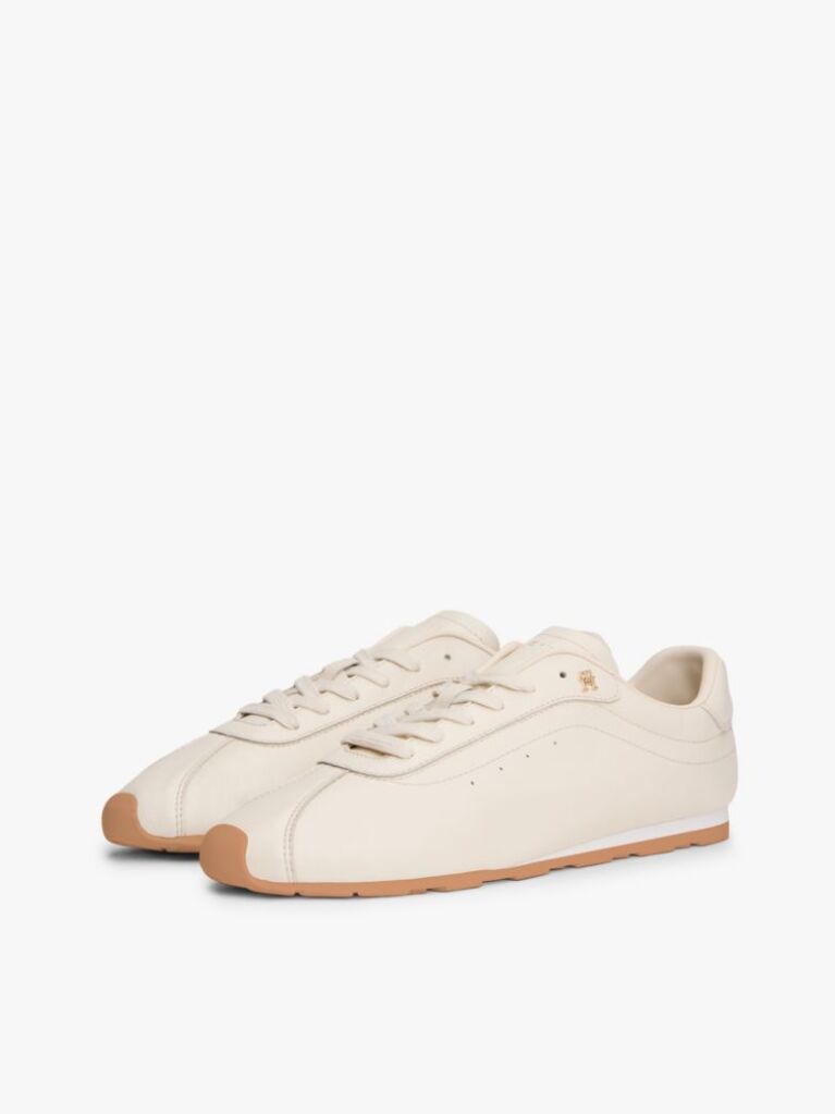 Bej TH Monogram Sneakers Din Piele Cu Low Profil   Femei