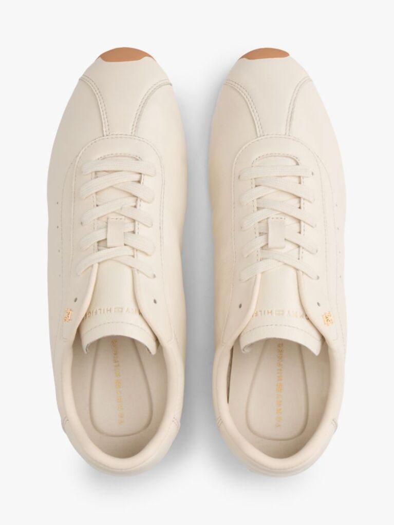 Bej TH Monogram Sneakers Din Piele Cu Low Profil   Femei