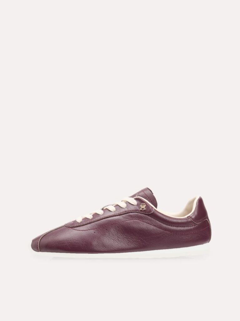 Red TH Monogram Low Profile Leather Trainers  Women