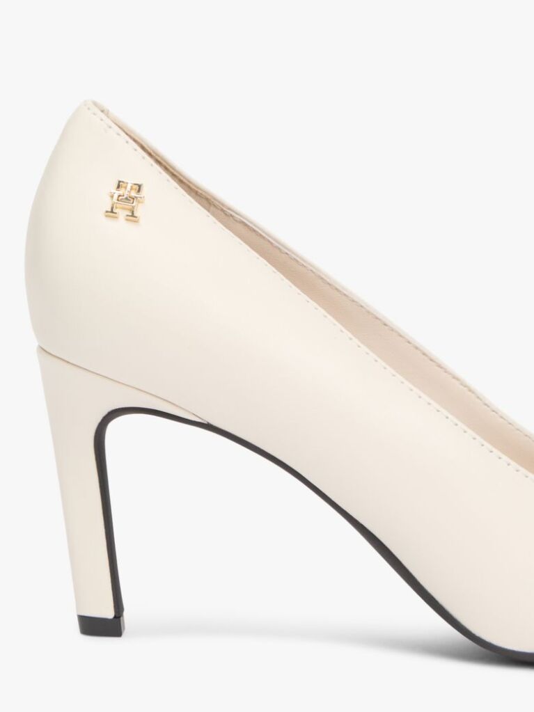 Beige TH Monogram Plaque Leather High Heels  Women