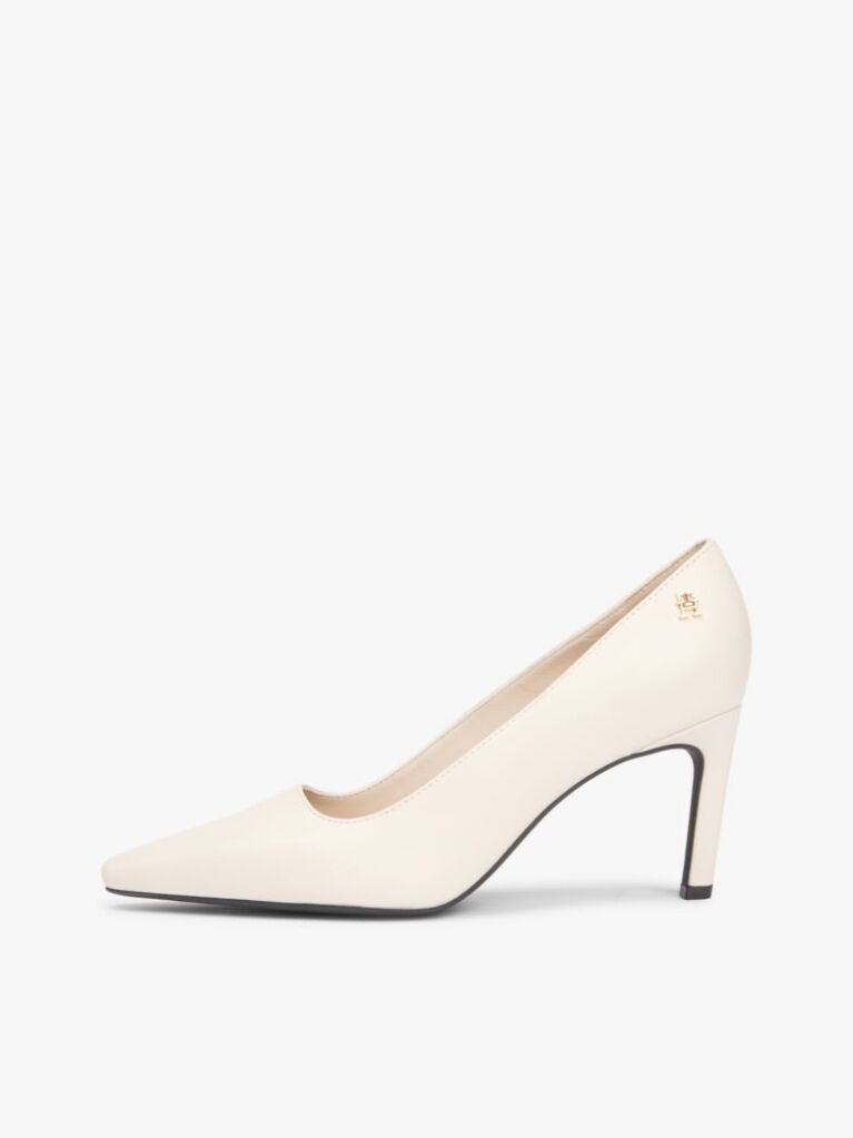 Beige TH Monogram Plaque Leather High Heels  Women