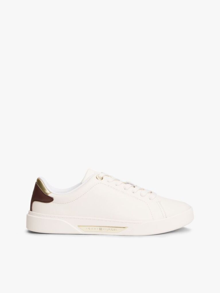 Beige Leather Court Sneakers  Women