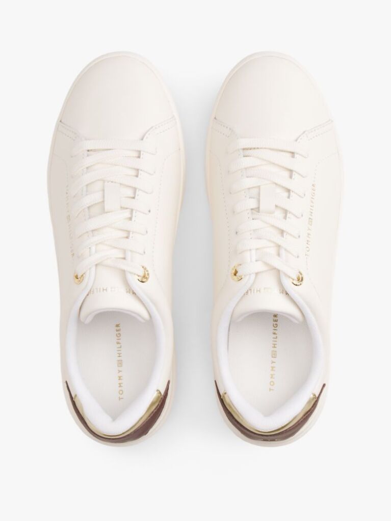 Beige Leather Court Sneakers  Women
