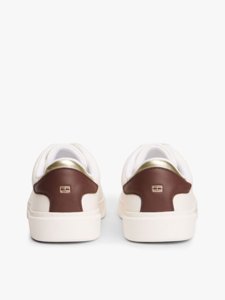 Beige Leather Court Sneakers  Women
