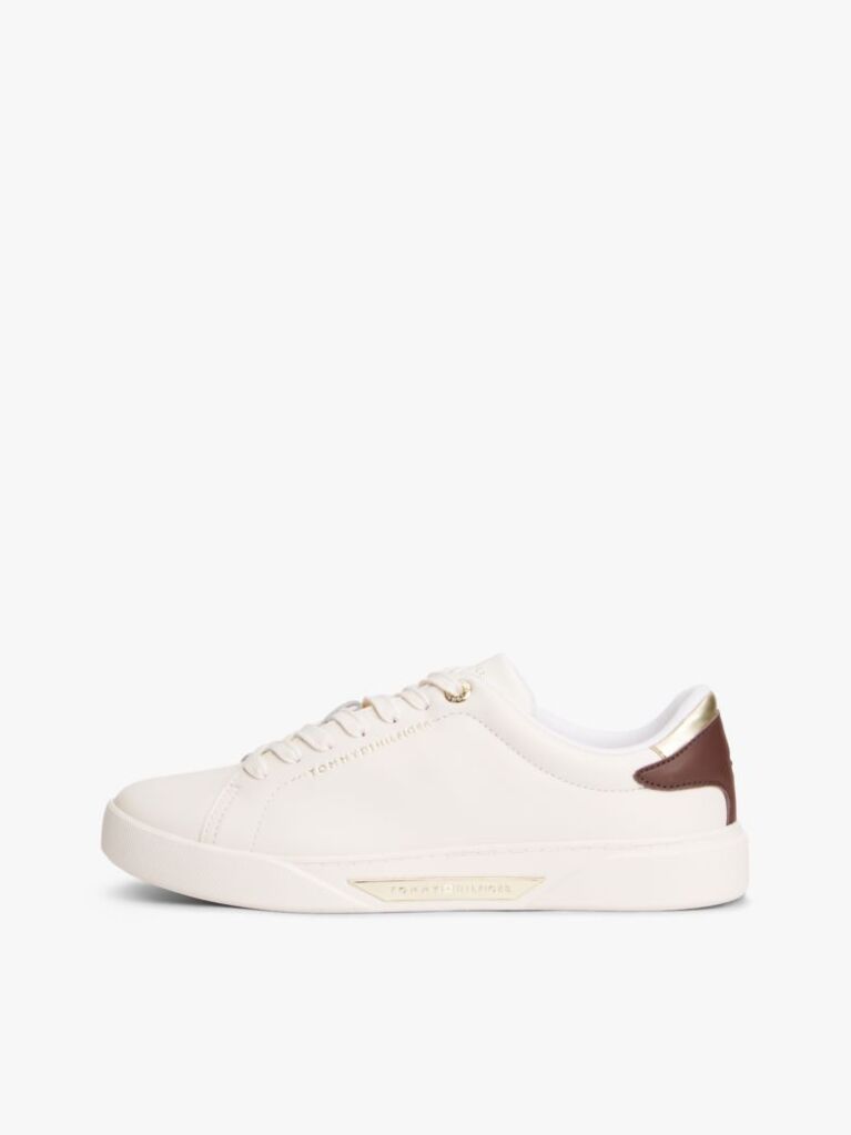 Beige Leather Court Sneakers  Women