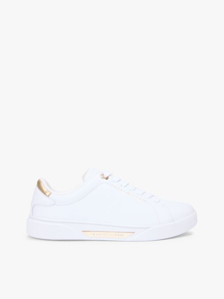 White Leather Court Sneakers  Women