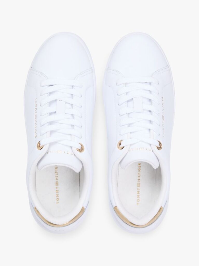 White Leather Court Sneakers  Women
