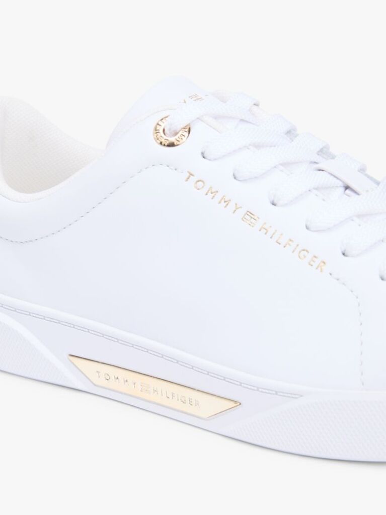 White Leather Court Sneakers  Women