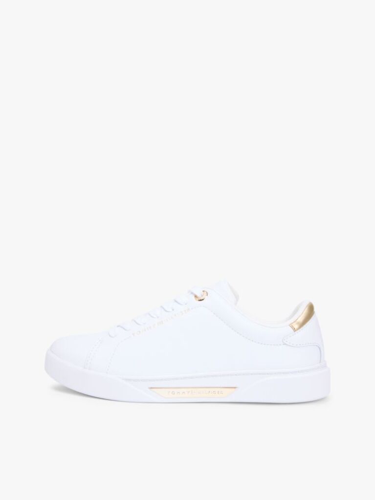 White Leather Court Sneakers  Women