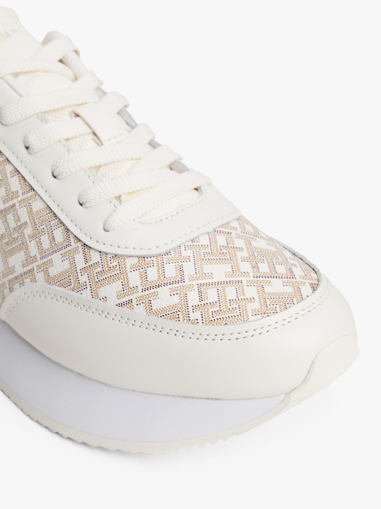 Beige TH Monogram Leather Trainers  Women