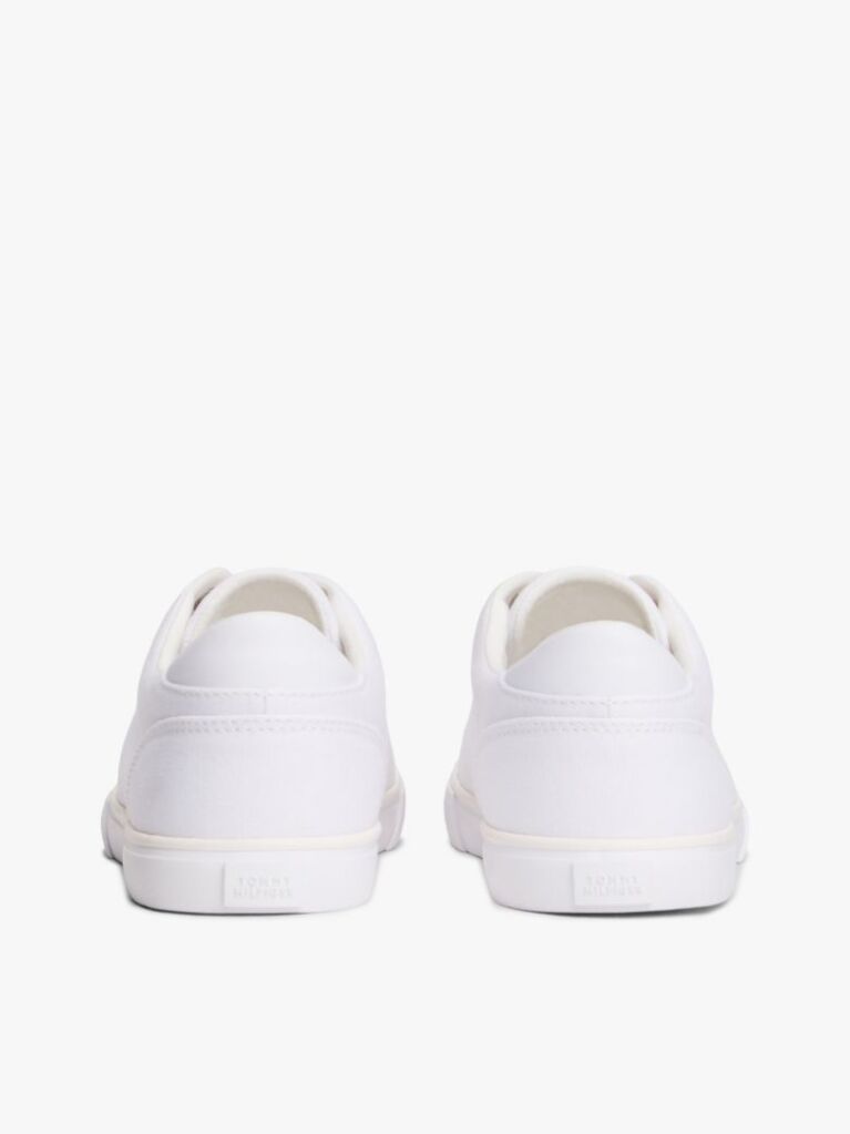 White Low Profile Canvas Lace-Up Trainers  Women