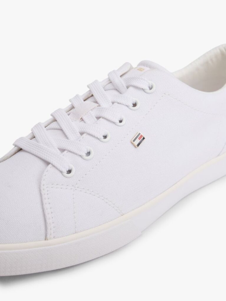 White Low Profile Canvas Lace-Up Trainers  Women