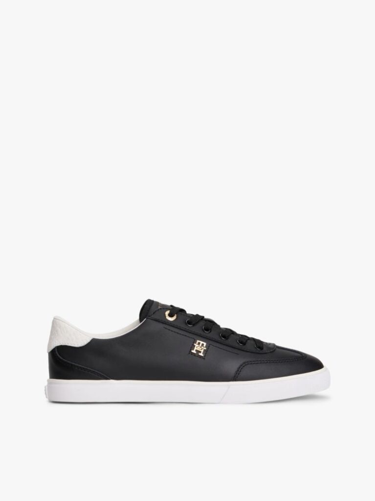 Black Leather TH Monogram Lace-Up Trainers  Women