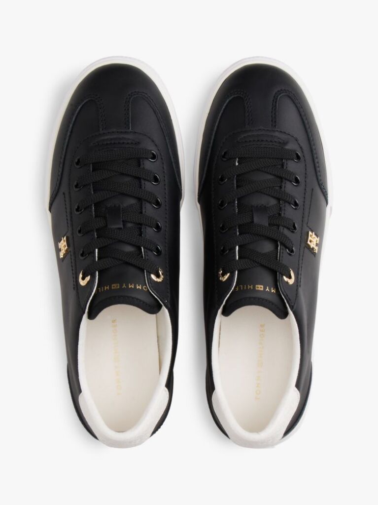 Black Leather TH Monogram Lace-Up Trainers  Women