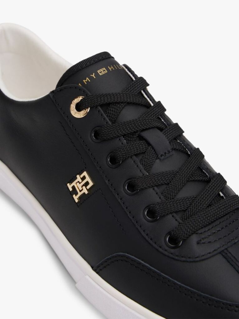 Black Leather TH Monogram Lace-Up Trainers  Women