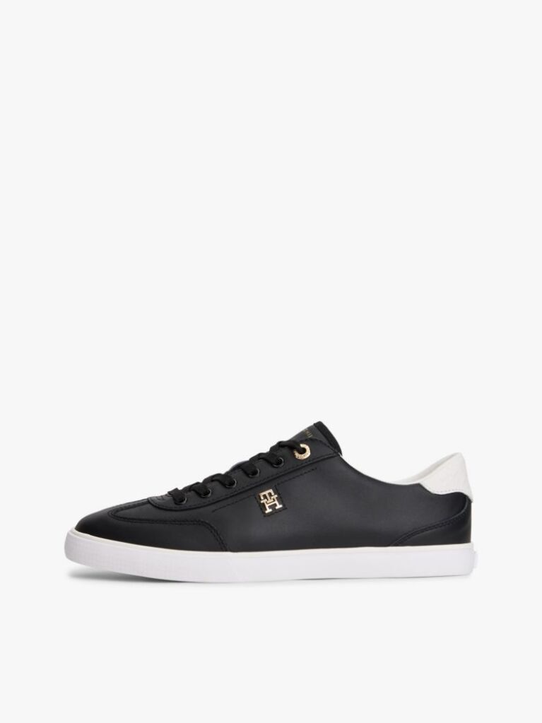 Black Leather TH Monogram Lace-Up Trainers  Women