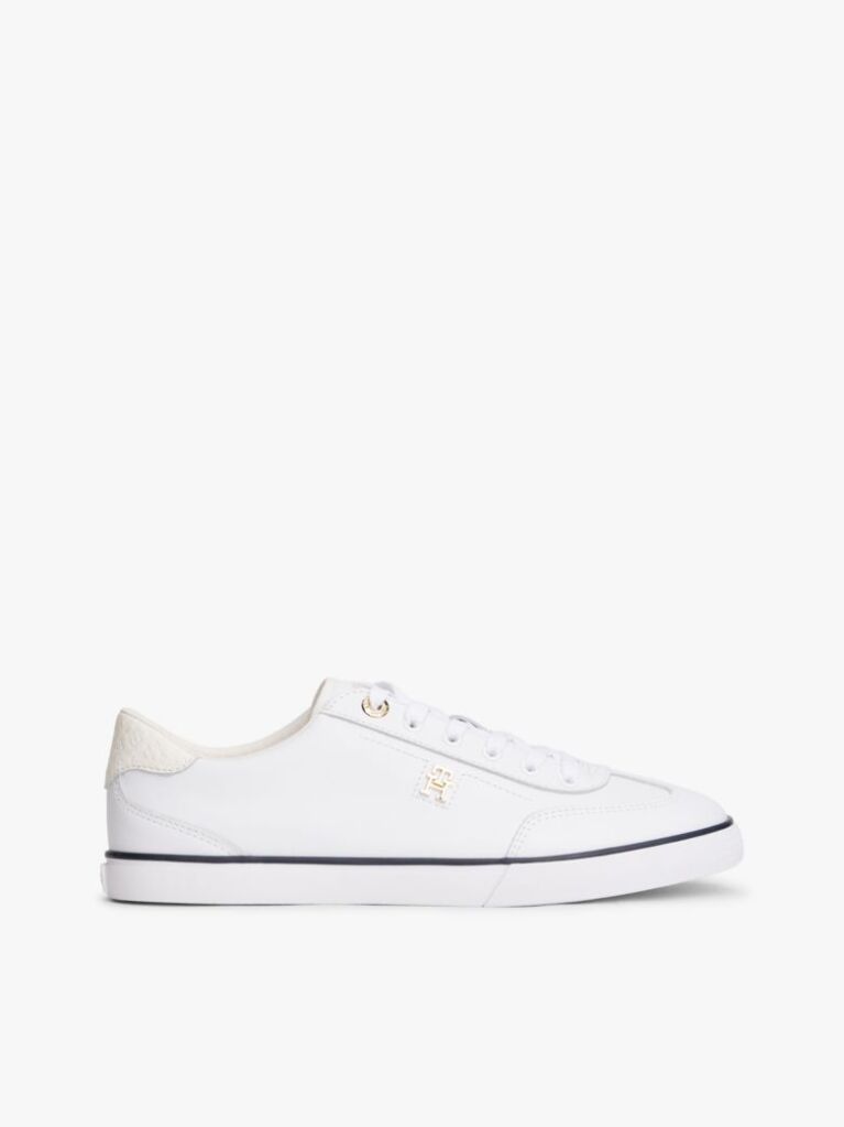 White Leather TH Monogram Lace-Up Trainers  Women