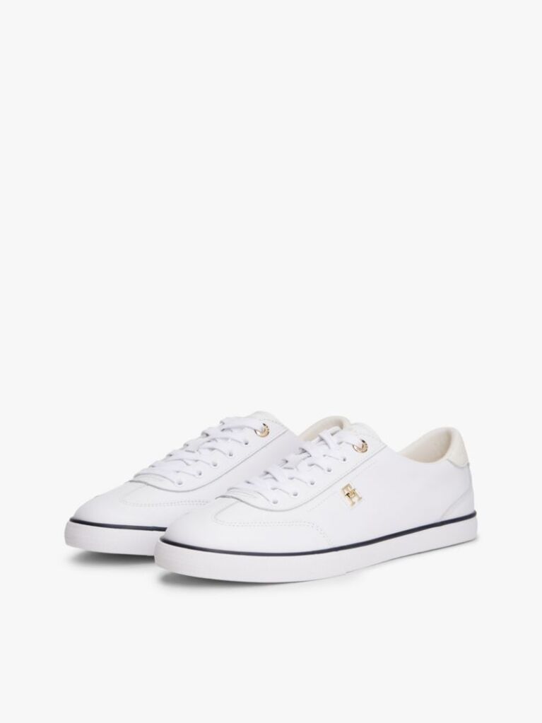 White Leather TH Monogram Lace-Up Trainers  Women