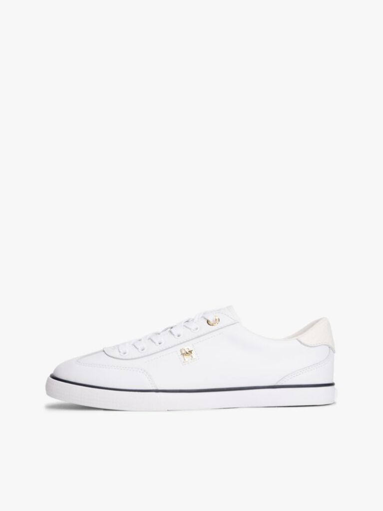 White Leather TH Monogram Lace-Up Trainers  Women