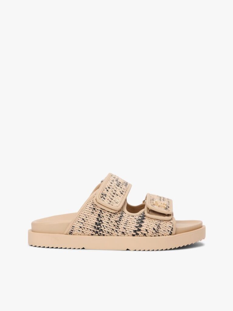 Multi Sandale Din Raffia Cu Curea Dubla Si Monograma TH  Femei