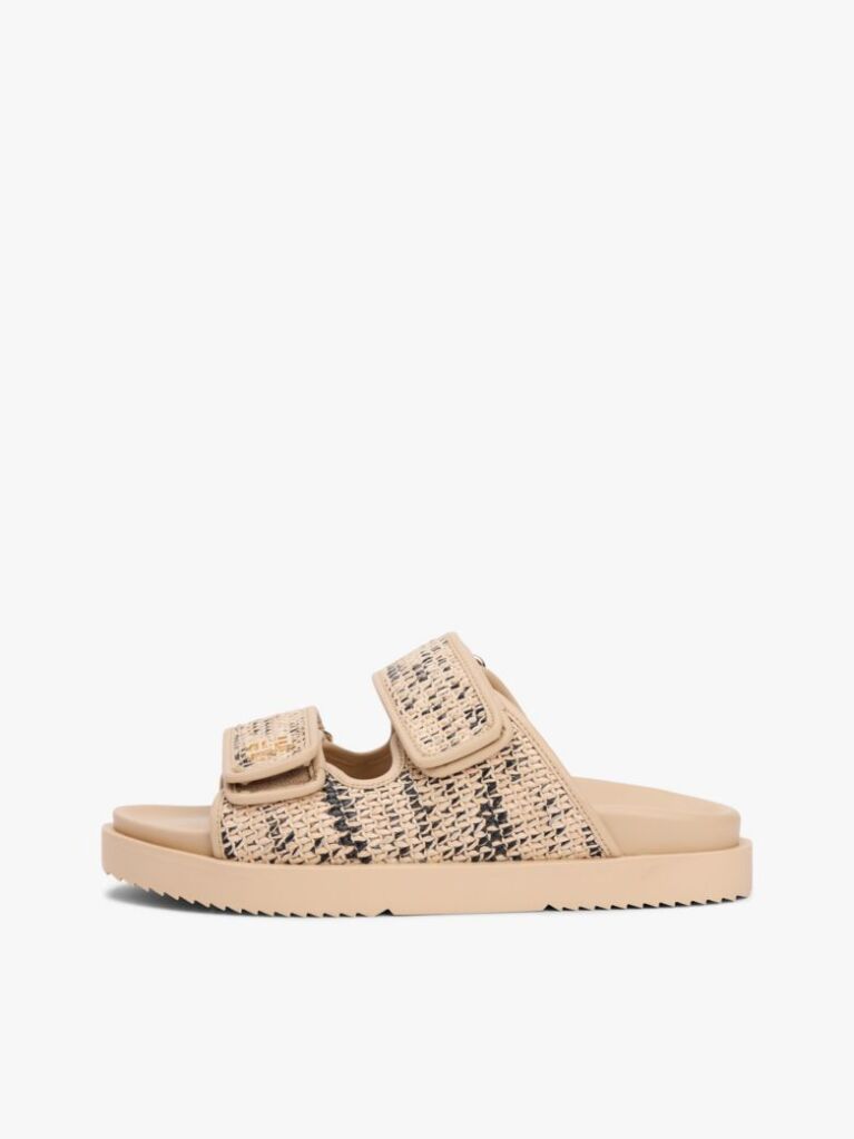 Multi Sandale Din Raffia Cu Curea Dubla Si Monograma TH  Femei