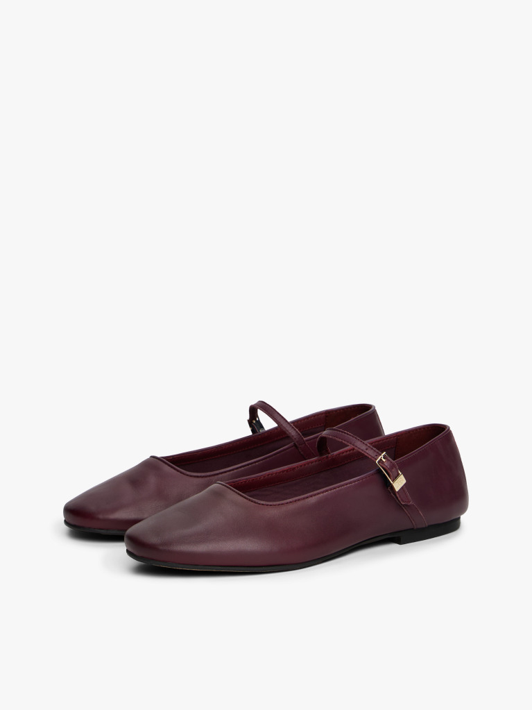 Brown Leather Mary Jane Ballerinas  Women