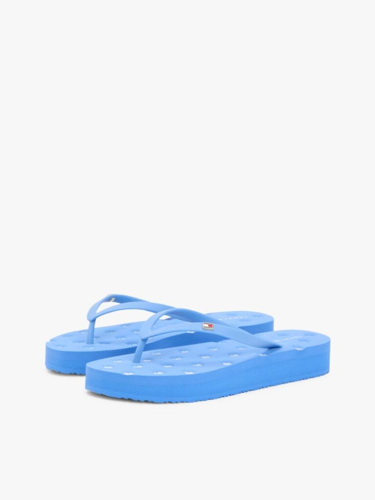 Blue Repeat Logo Platform Flip-Flops  Women