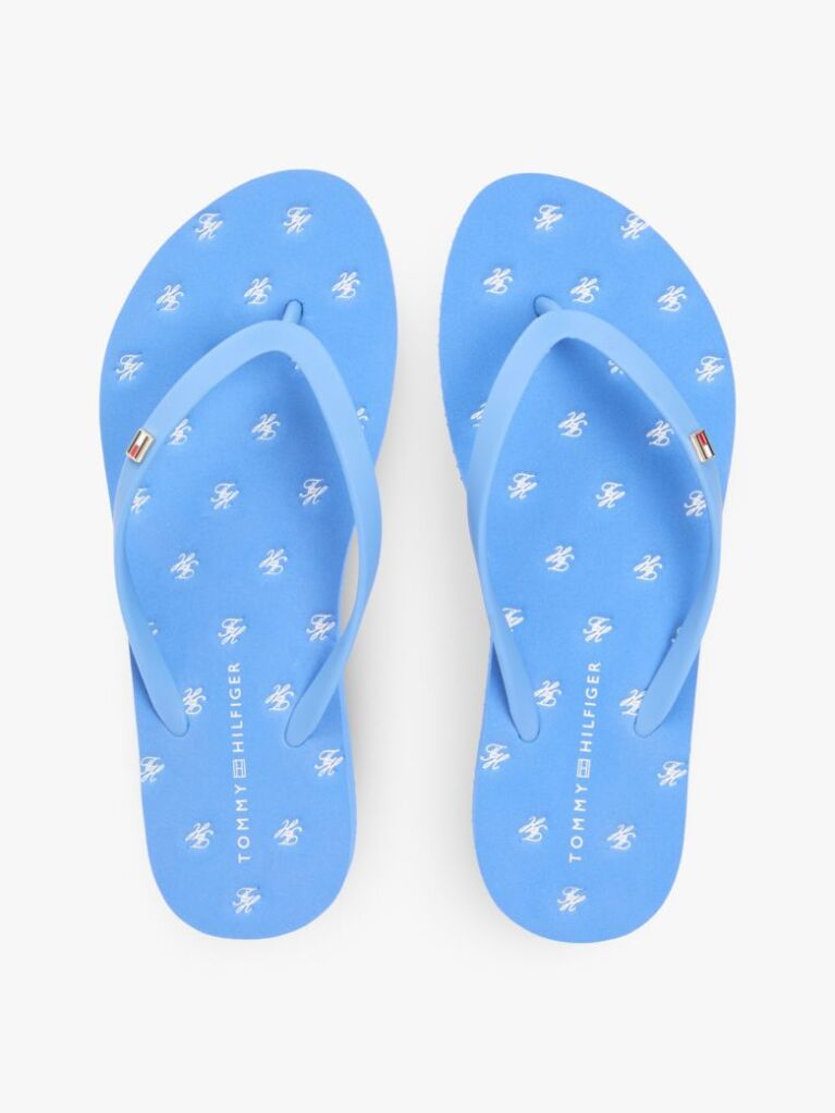 Blue Repeat Logo Platform Flip-Flops  Women