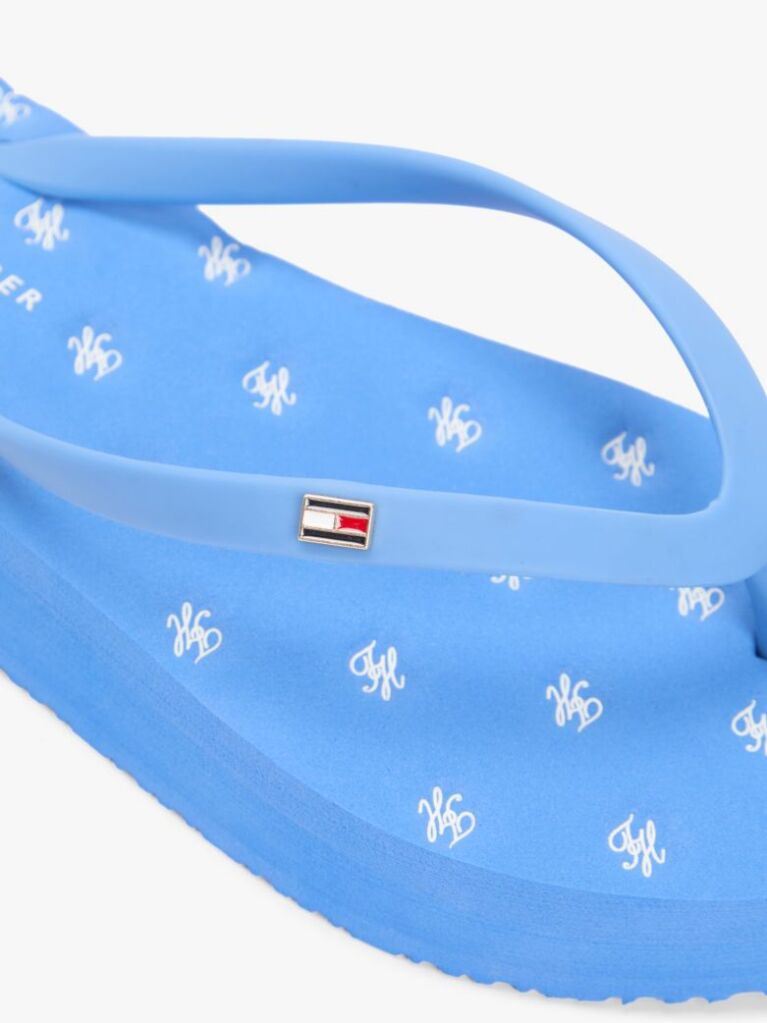 Blue Repeat Logo Platform Flip-Flops  Women