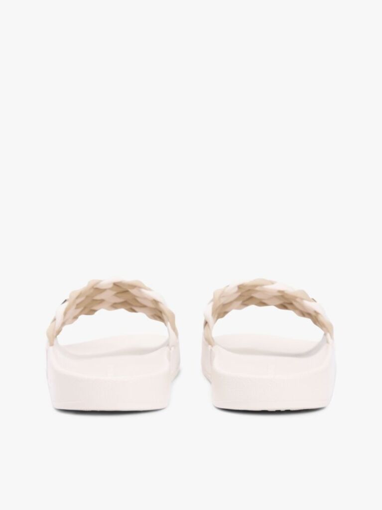 Beige Braided Pool Slides  Women