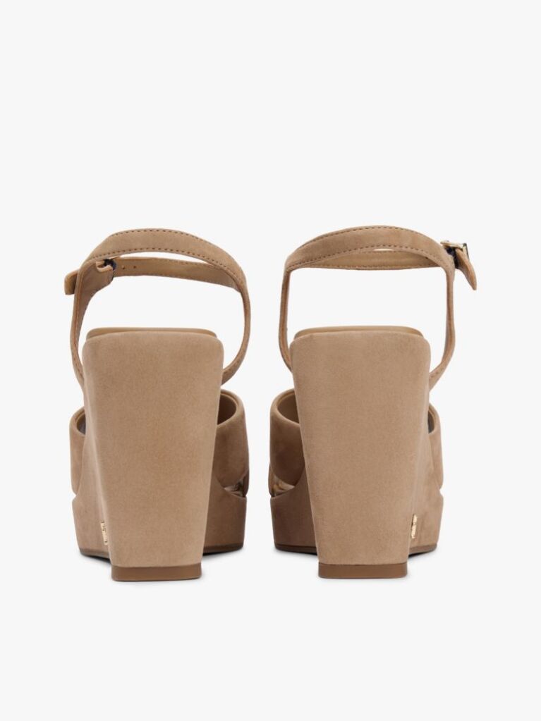 Brown Suede High Wedge Heel Sandals  Women