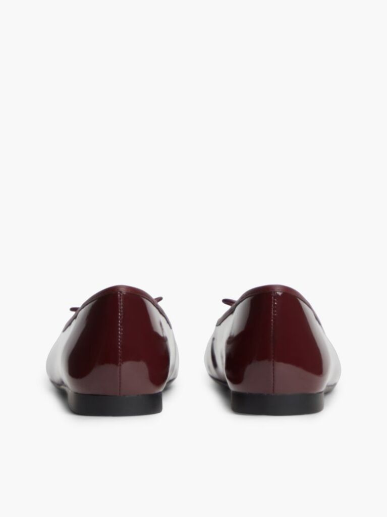 Rosu Balerini Din Piele Patent Cu Charm  Femei