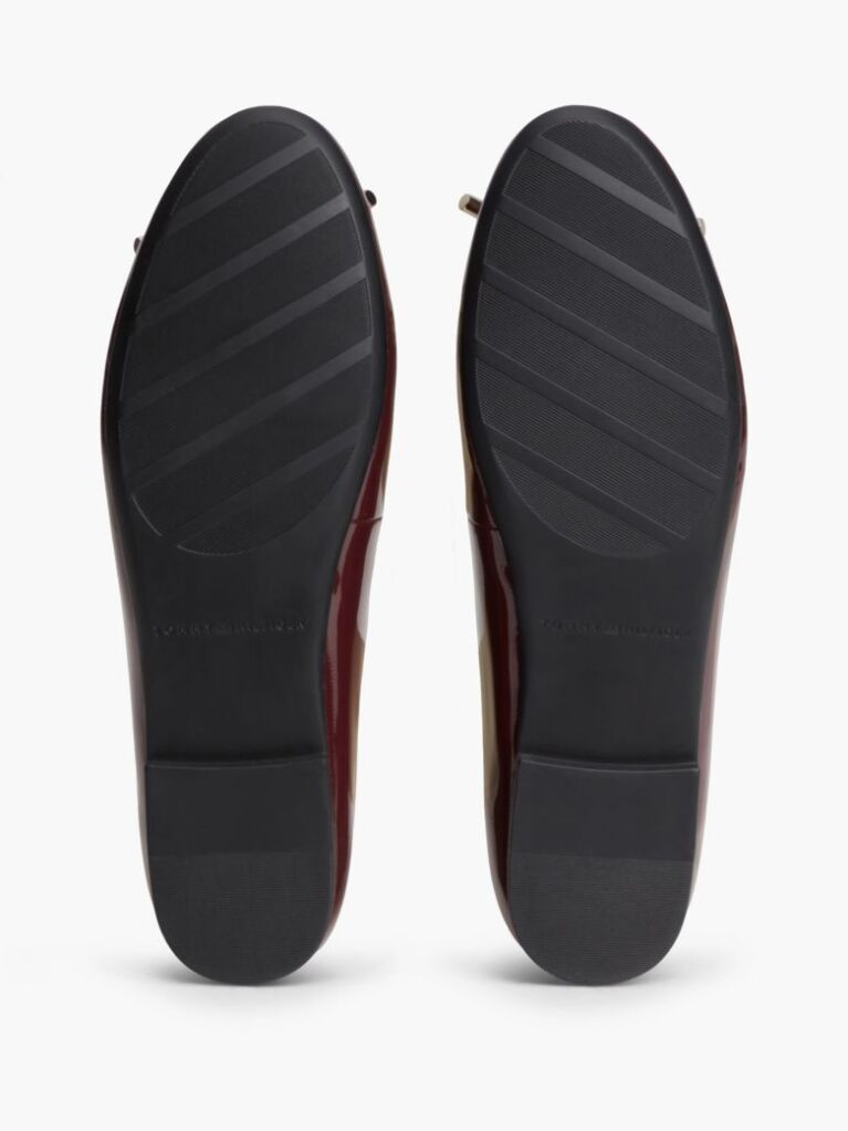 Rosu Balerini Din Piele Patent Cu Charm  Femei