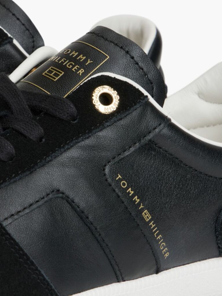 Negru Adidasi  Cu Steag Si Texturi Mixte Din Piele  Femei