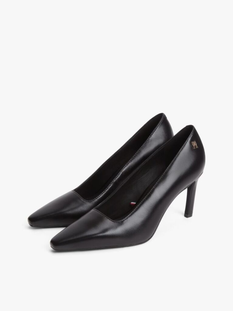 Negru Pantofi Cu Toc Inalt Din Piele Cu Monograma TH  Femei