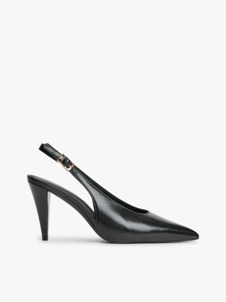 Black TH Monogram Leather Slingback High Heels  Women