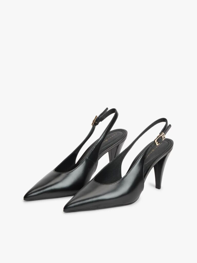 Black TH Monogram Leather Slingback High Heels  Women