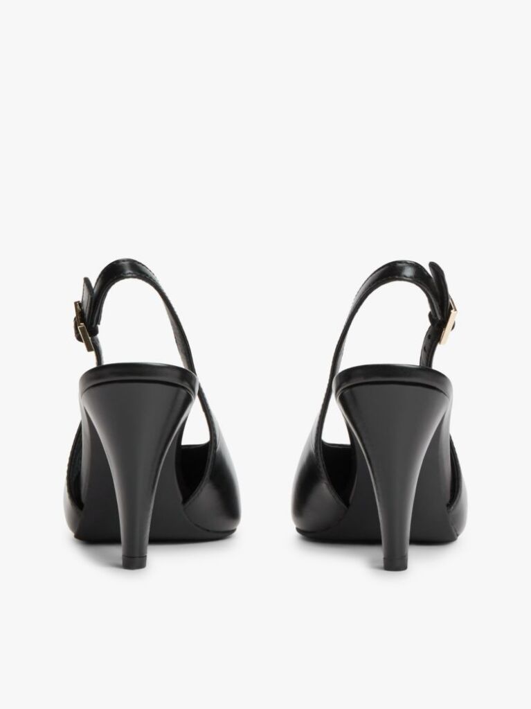 Black TH Monogram Leather Slingback High Heels  Women