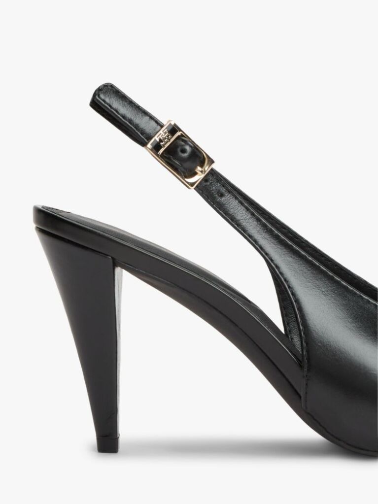 Black TH Monogram Leather Slingback High Heels  Women