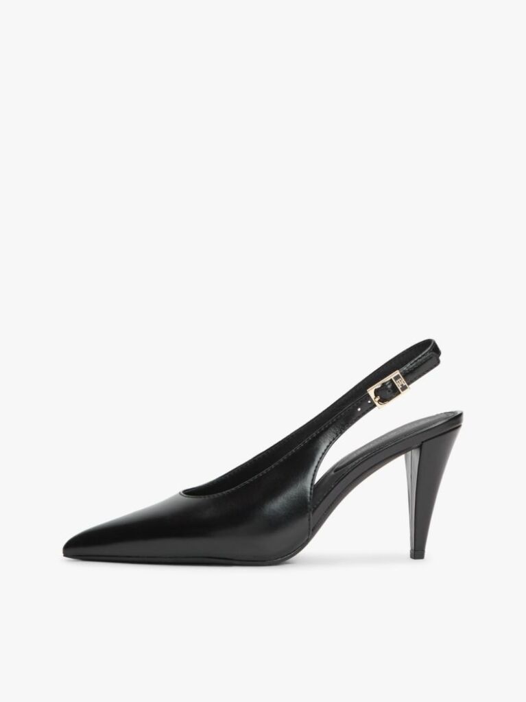 Black TH Monogram Leather Slingback High Heels  Women