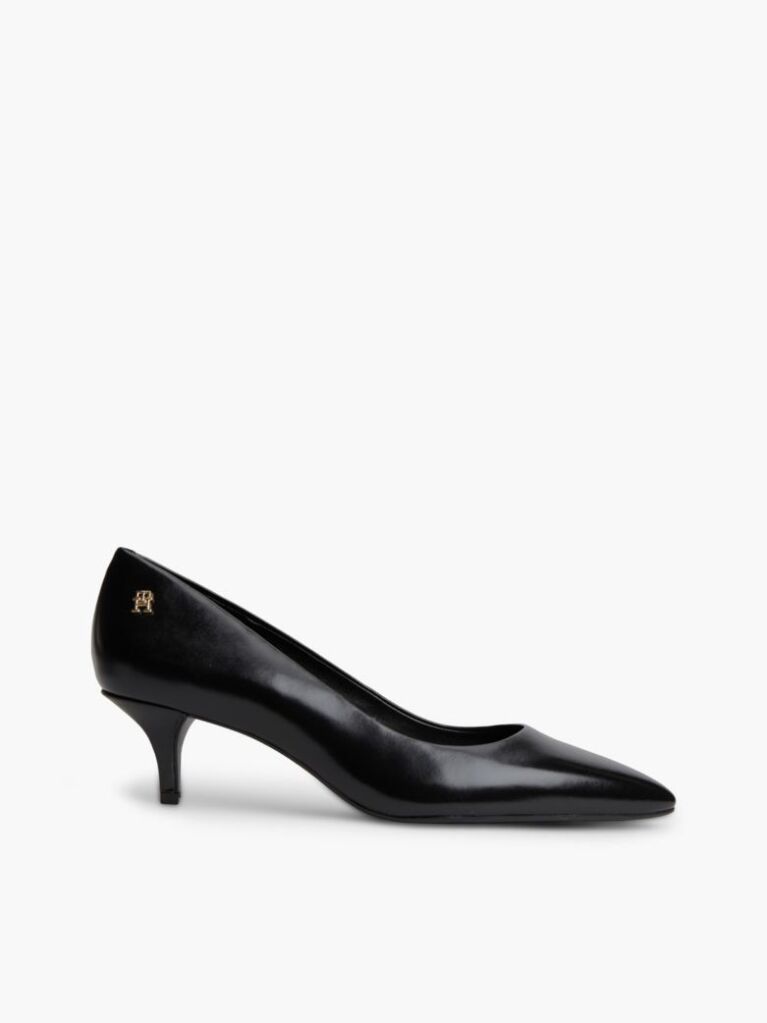 Negru Pantofi Kitten Din Piele Cu Toc  Femei
