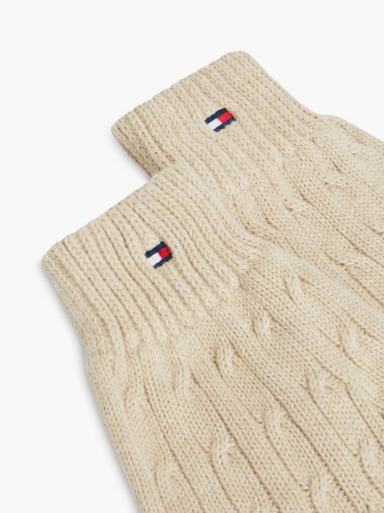 Brown Kids' Flag Embroidery Cable Knit Gloves  Kids Unisex