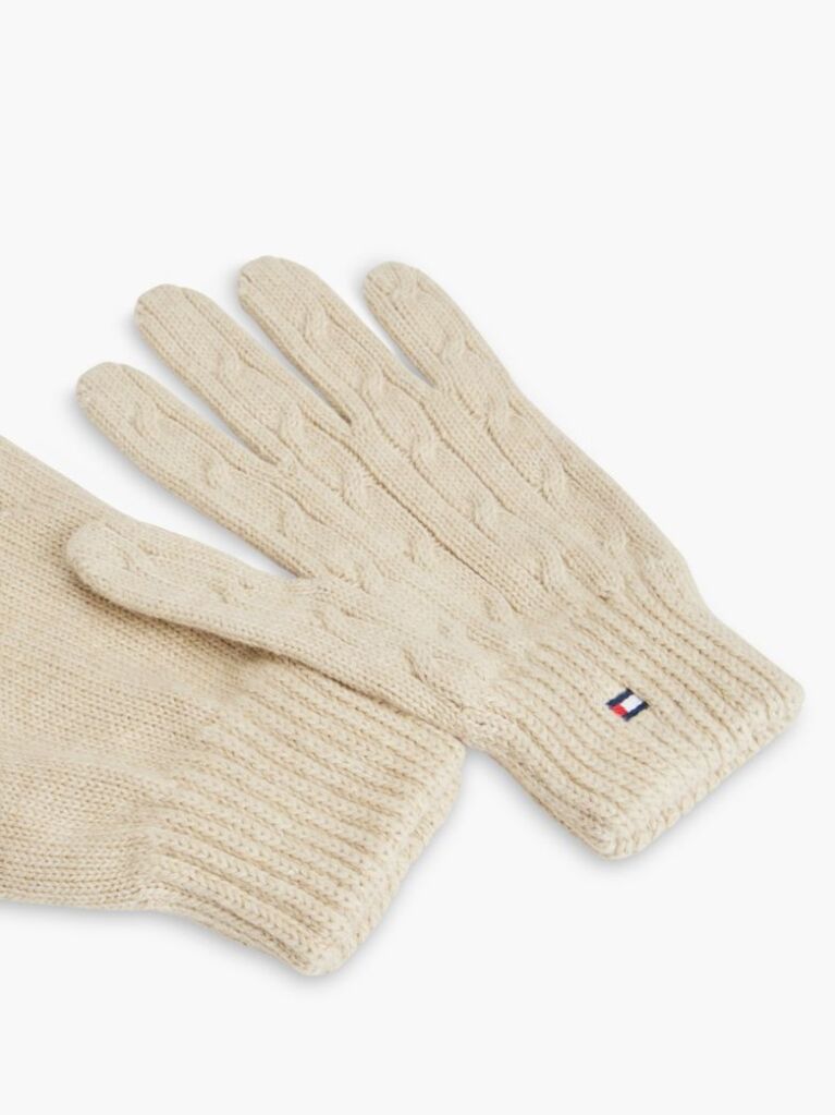 Brown Kids' Flag Embroidery Cable Knit Gloves  Kids Unisex
