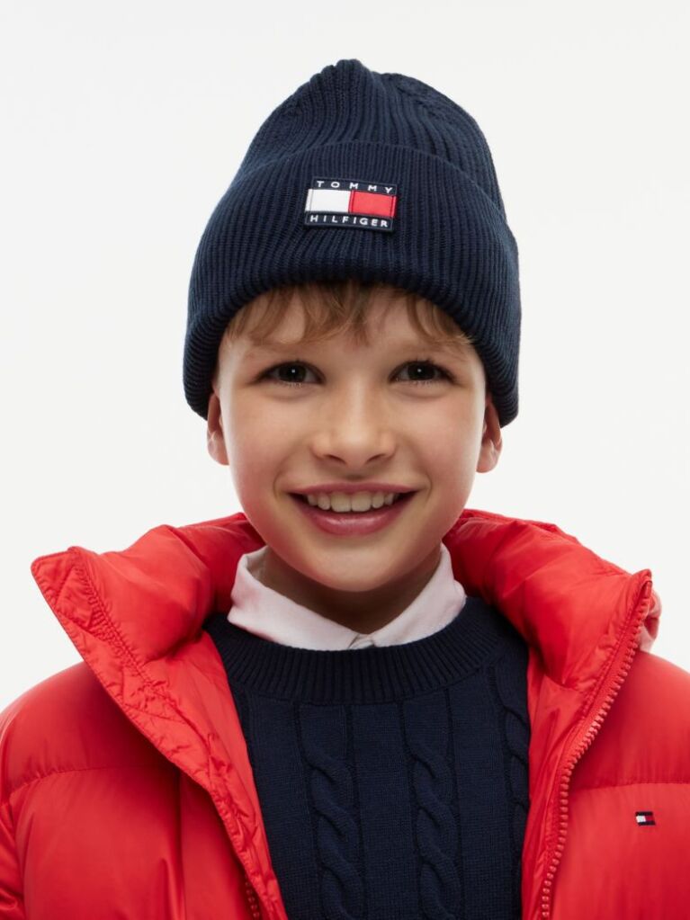 Blue Kids' Heritage Flag Logo Rib-Knit Beanie  Kids Unisex